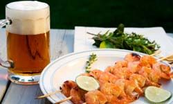 Mug of beer with shrimp