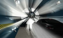 Car in a wind tunnel