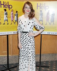Emma Stone pulled on floor-length polka dots for the U.K. premier of &quot;The Help.&quot;
