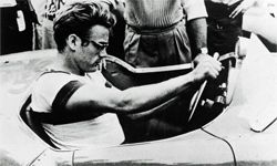 James Dean in his famous car.