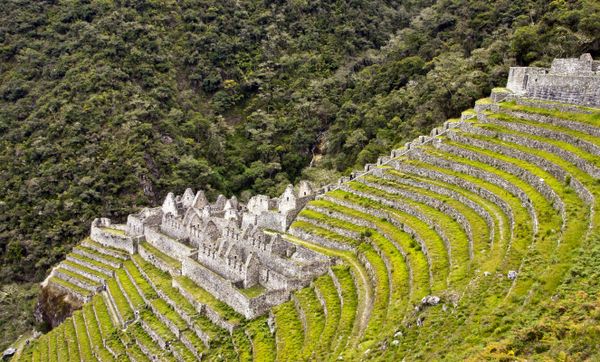 Ancient ruin amidst nature's famous architecture.