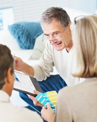 retired couple choosing paint colors