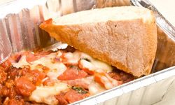 leftover pasta in container with bread