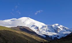 Mount Elbrus, which straddles Europe and Asia, is known as the Jewel of the Caucasus Mountains.