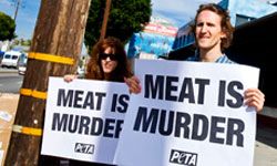 Modern vegetarians protesting for animal rights would've made Symon Gould proud.