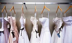 princess gowns on a rack