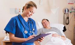 nurse helps patient