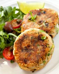 : Salmon patties are the perfect (and perfectly healthy) option when you're looking to provide your family with a hamburger-style meal on the cheap. 