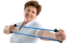 senior woman using resistance bands