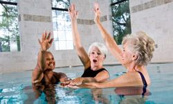 You probably know that aerobic exercise is a must for heart health, but did you know that water aerobics provides the same benefits without stressing your joints? See more healthy aging pictures.