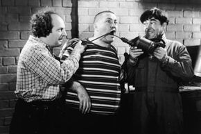 Larry, Curly and Moe of the Three Stooges