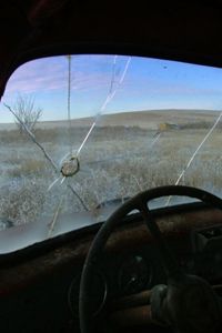 bullet hole in truck windshield