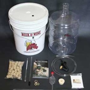 Basic winemaking kits like this give first-time winemakers all they need to get started.