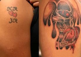 A new, intricate tattoo covers up the past. See pictures from LA Ink.