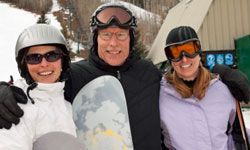 family skiing