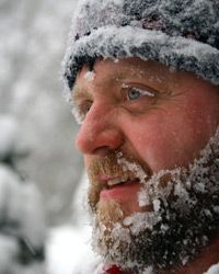 man covered with snow