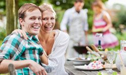 happy couple at barbecue