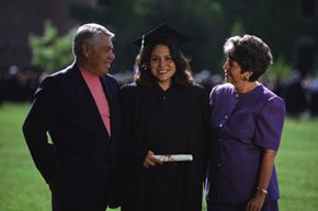 College graduate with parents. 