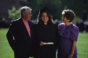 College graduate with parents. 
