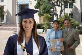 College graduate with parents.